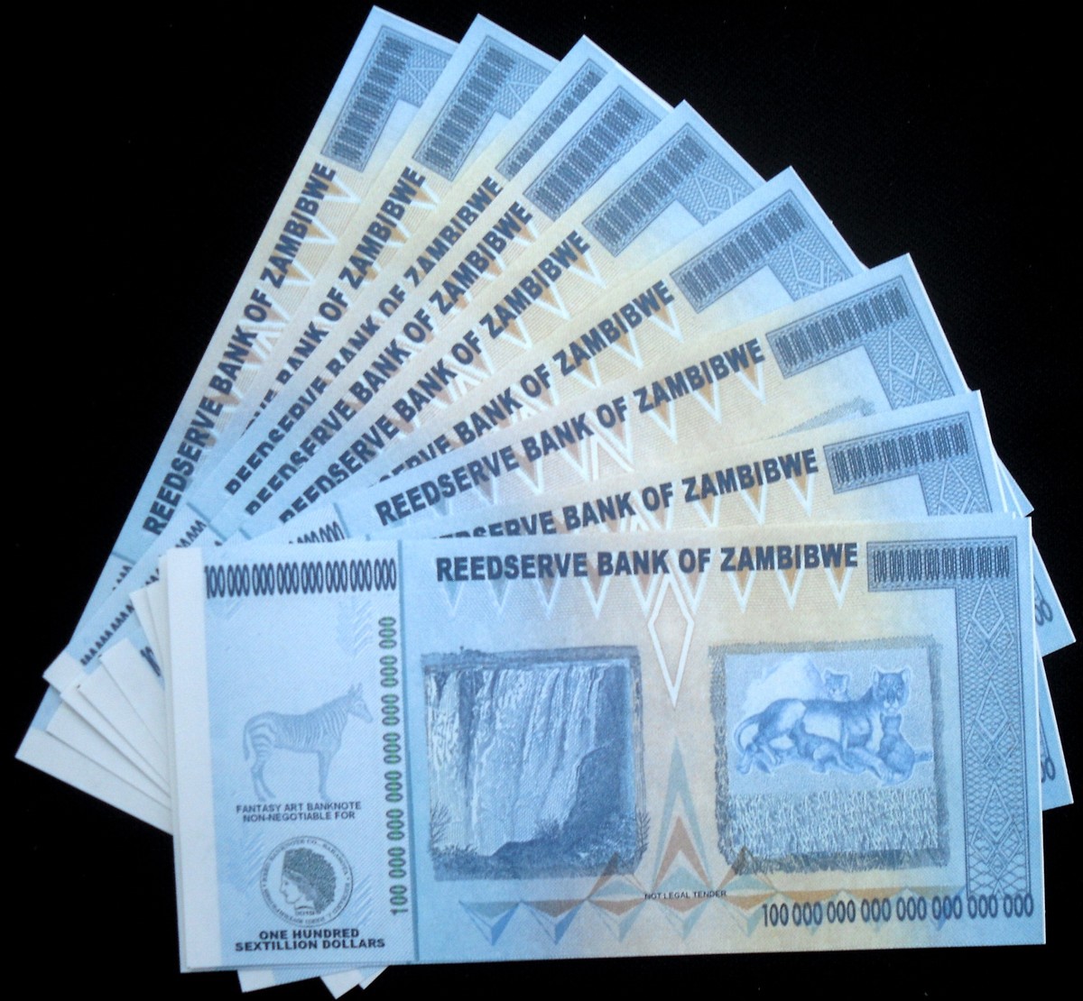 10 Pieces ZAMBIBWE $100 Sextillion Fantasy Art Fun Note