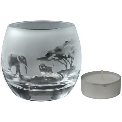 Animo Glass Collection kleiner Kristall Teelicht Kerzenhalter Safari Fries