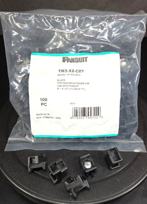 (QTY 100) Panduit TM3-X2-C0Y Black Swivel Tie Mount In/OutDoor Use FAST SHIP!  