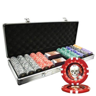 MRC POKER 500PCS 13.5G SKULL POKER CHIPS SET WITH ALUM CASE