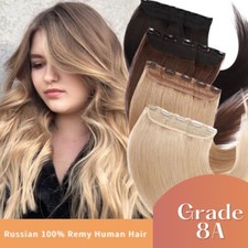 Invisible One Piece Clip In 100 Remy Human Hair Extension 3/4Full Head Straight