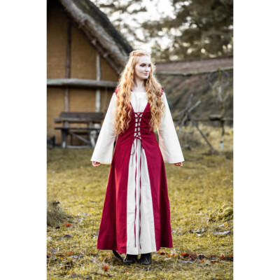 Mittelalter Kleid Rot/Natur ''Genefe''; Wikinger Kleid; Mittelalter Kostüm