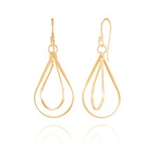 Lightweight Double Teardrop Dangle Drop Earrings in Rose Gold Plated 925 Silver