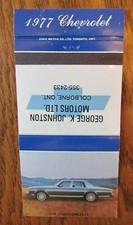 1977 CHEVROLET CAR DEALER: GEORGE K. JOHNSTON (COLBORNE, ONTARIO) -H5