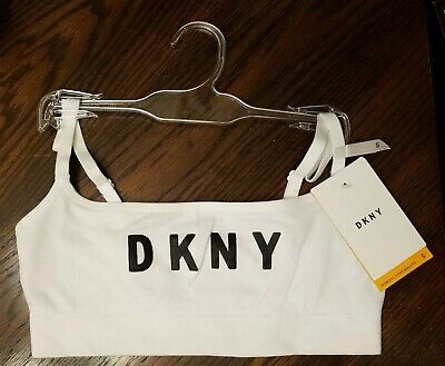 DKNY Women's Logo Seamless Wirefree Scoop Bralette DK4507 White Size Small