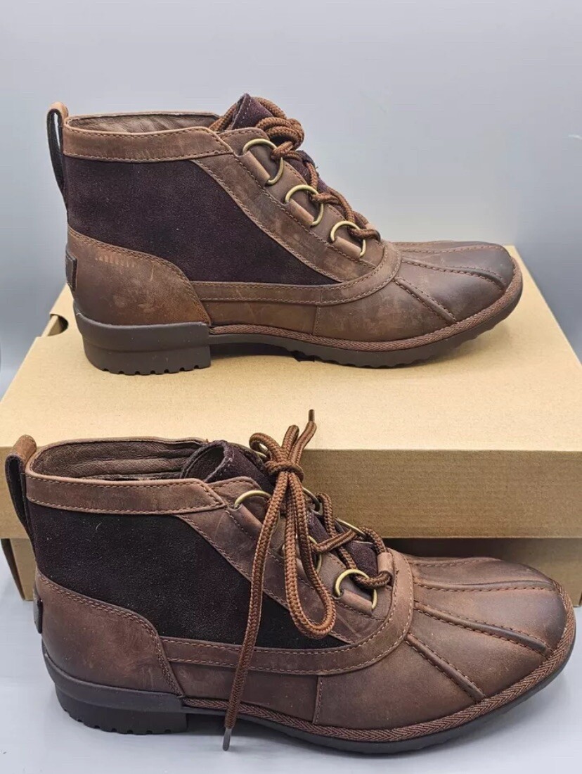 UGG Heather Waterproof Brown Leather Boot #1095156, Womens Size 7.5 - NEW!