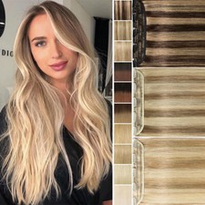 One Piece 100 Real Clip In/On Remy Human Hair Extensions Full Head Highlight US