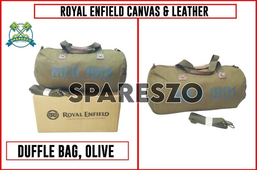 Sac De Voyage Royal Enfield En Toile Et Cuir – Style Aviateur, Couleur Olive, Parfait Pour Les Week-ends