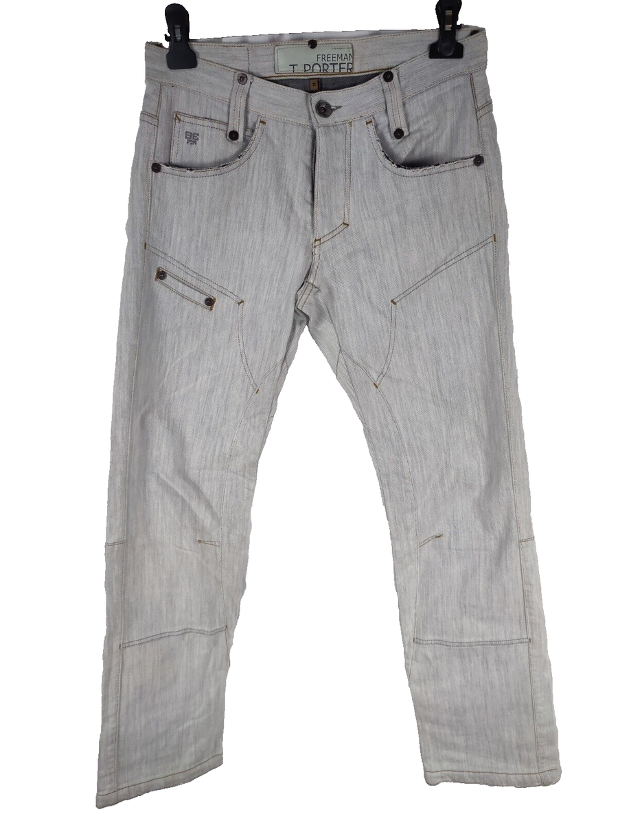 FREEMAN T PORTER MENS BLUE REGULAR STRAIGHT LEG DENIM STRETCH