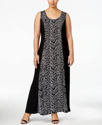 plus size chevron maxi dress NY Collection Womens Plus Matte Jersey Chevron Maxi Dress WITY0113