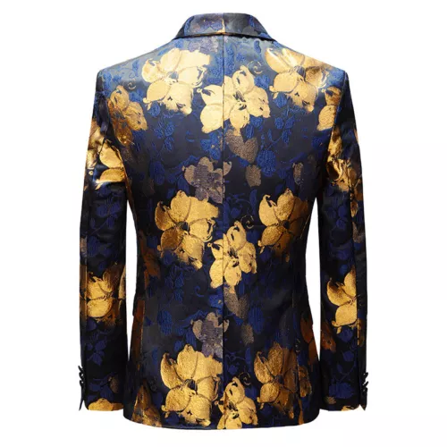 Hombres Jacquard Flor Traje Chaqueta Blazer Cena Fiesta Escenario Vestido Disfraz Abrigo - Imagen 2 de 11