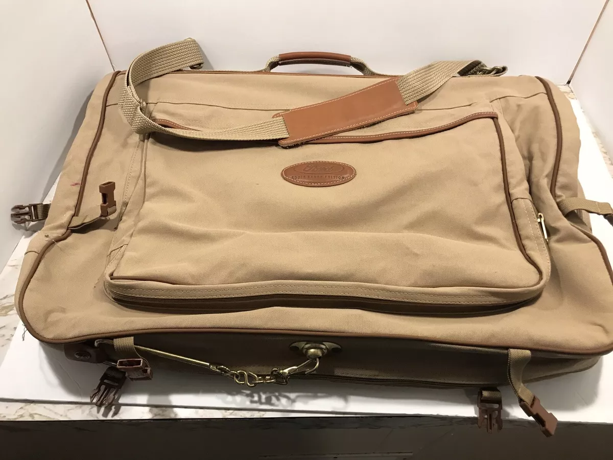 Ford Eddie Bauer Khaki Canvas Folding Garment Travel Suit Bag Luggage Set  Carry