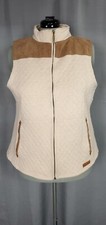 Womens Quilt Vest 2xl Camel Faux Suede Full Zip Sleeveless Layer Western Girl
