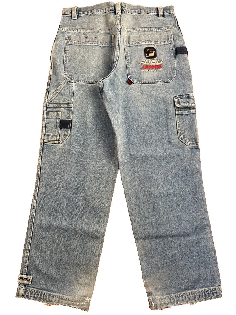FUBU jeans, vintage baggy jeans, 90s hip hop, 1990s, skater FUBU jeans, vintage baggy jeans, 90s hip hop, 1990s, skater