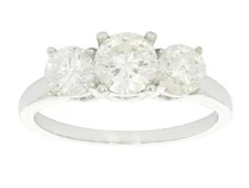 Three Stone Wedding Ring SI1 G 1.01 Carat Natural Round Diamond 14k White Gold