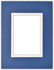 8x10 Picture Frame Double Mat for 5x7 Photos Bottle Blue with Creme