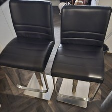 Black Faux Leather Bar Stools for Breakfast/Kitchen Pack of 2
