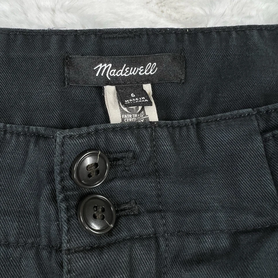 Pantalón Madewell The Harlow Pierna Ancha Mujer 6 Negro Lyocell Lino Carrera Minimalista Foto 3 de 4