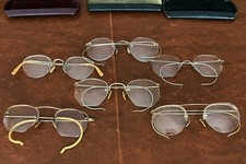 LOT of 6 Vintage 14K- 12k GF Gold Wire Rim Eyeglasses w Cases B&L AO ½ Rimless