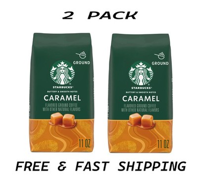 (2 PACK)Starbucks Arabica Beans Caramel, Naturally Flavored, Ground Coffee, 11oz