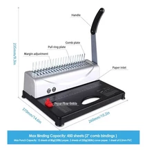 MAKEASY Binding Machine, 21-Hole, 450 Sheets, Comb Binding Machines with 1 Bo...