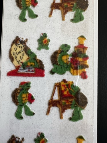 Sandylion FRANKLIN Turtle Flocked/ Fuzzy Stickers New in Package VINTAGE - Picture 3 of 7