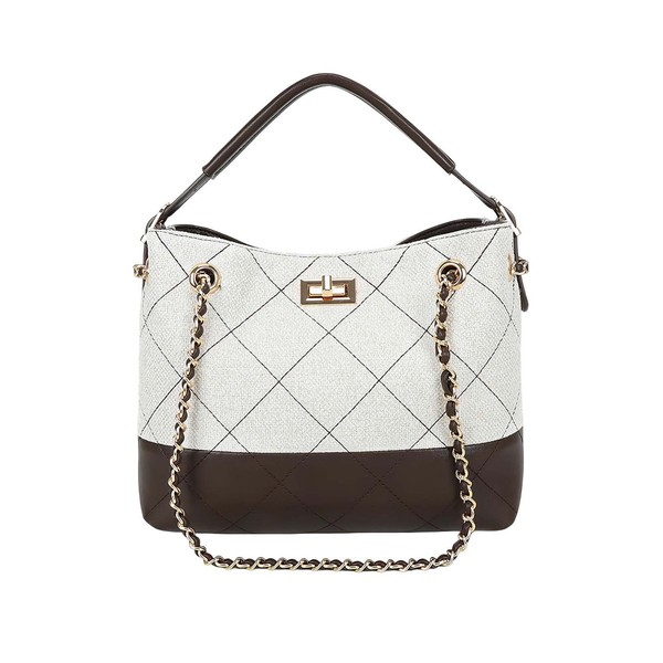 Gesteppte Damen Schultertasche Mit Goldener Kette Und Drehverschluss-image