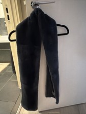 NPEAL RABBIT FUR & CASHMERE SCARF NAVY OFF GREY
