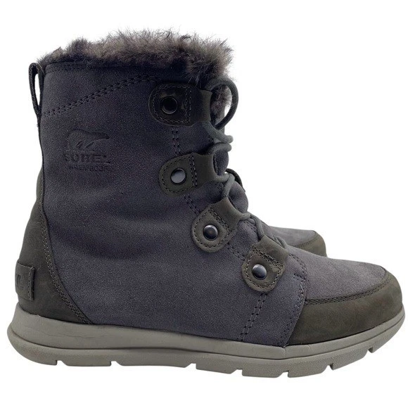 Sorel Womens Shoes Explorer Joan Boots 9 Quarry Gray Leather Waterproof Winter - Image 2 of 4