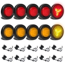 10pcs 2 Inch Round Led Trailer Marker Lights - Led Side Marker 5 Red 5 Amber 10pcs 2 Inch Round Led Trailer Marker Lights - Led Side Marker 5 Red 5 Amber