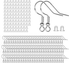 100 Pcs / 50 Pairs 925 Sterling Silver Earring Hooks Hook Ear Wires with 100 Pcs