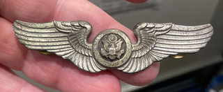 1 WW2 US Army Air Force AIR CREW WINGS 3” Sterling Hat & C Clasp Pin set 21.6g