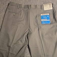 HAGGAR Cool 18 Pro Pants Mens 40x30 Gray Classic Stretch Shirt Gripper NWT NEW
