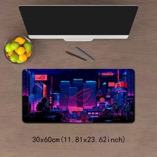40 90cm1pc Cyberpunk Neon City Mouse Pad Keyboard Mat - Large Gaming Desk Mat