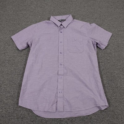 Travis Mathew Shirt Mens Medium Purple Solid Short Sleeve Button Up Golf Casual