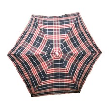 Burberry Umbrella Nova Check Folding Travel Black Red Beige W/ Sleeve HTF Color