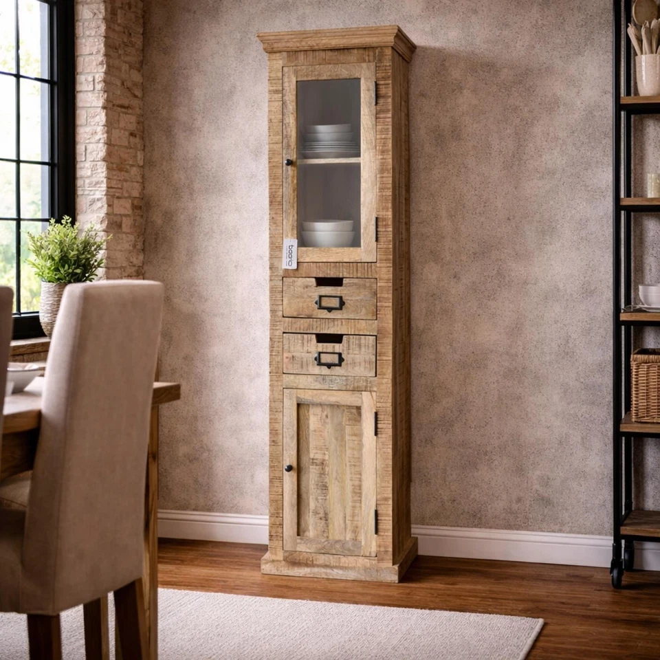 Badschrank VODICE schmal 50cm breit Flur massiv Mangoholz Landhausstil Holz - Bild 2 von 4