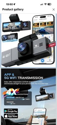 Dash Cam, 4K 3 Channel Dash Camera for Cars with App Control, 170°/150°/140° ...