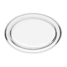 Olympia ovales Serviertablett mit breitem erh&ouml;htem Rand aus Edelstahl - 610 mm