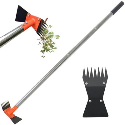 2-in-1 Garden Hoe and Weed Puller Rake, 60 Inch Adjustable Long Handle Weedin...