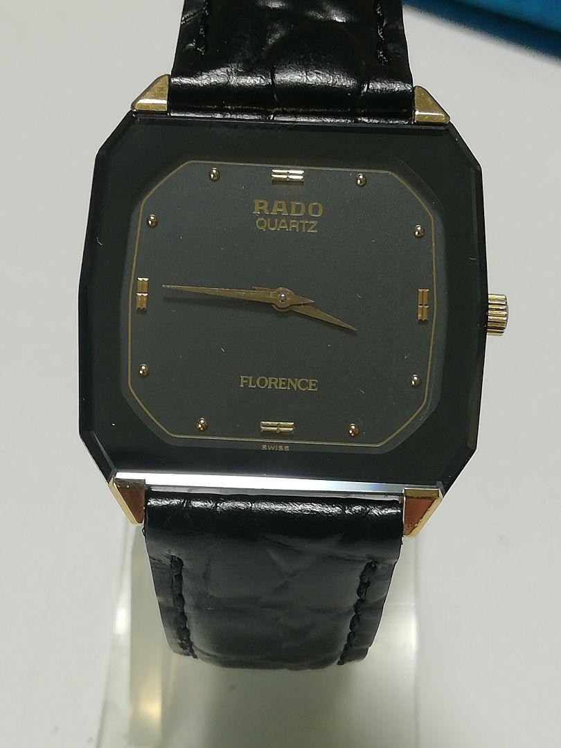 Rado Florence Swiss Quartz Mens Watch 28mm Square Black Leather Vintage