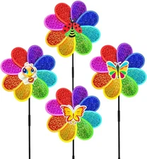 Outdoor Wind Spinners Yard Garden Decor Shiny Pinwheels, Lawn Multicolor-3 