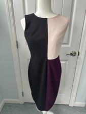 Tommy Hilfiger Colorblock Sleeveless Sheath Dress Black Pink Purple Knee Size 8