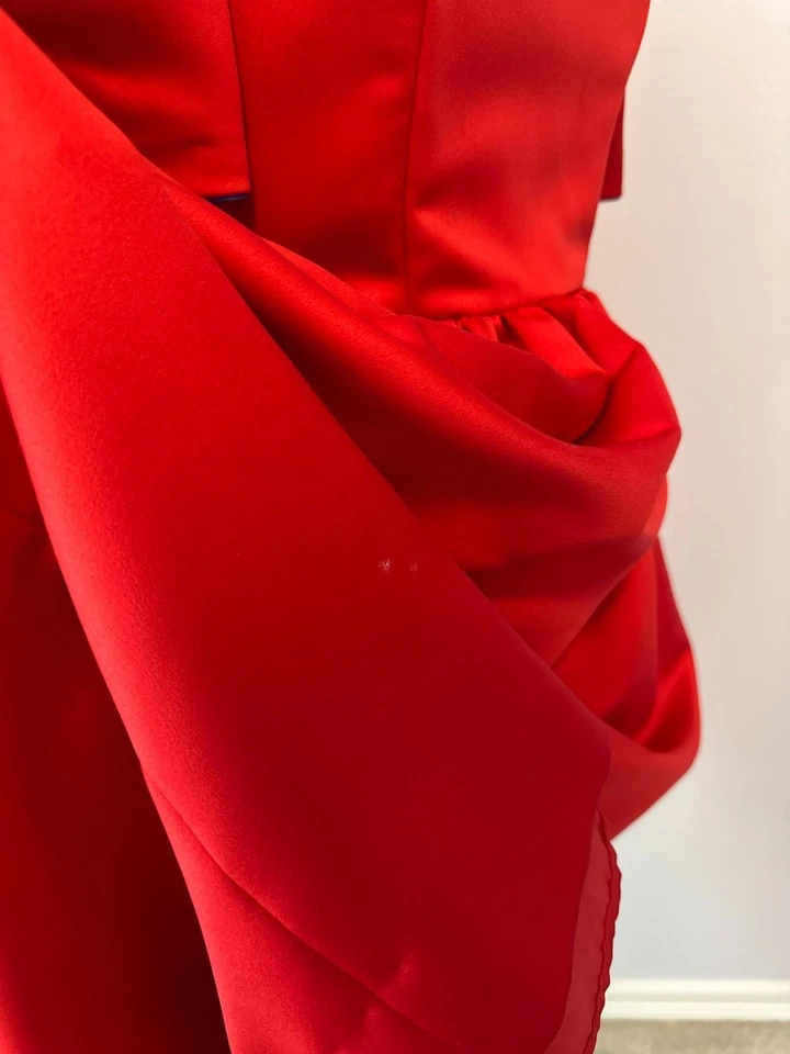 Винтажный 80-х Victor Costa красный фиолетовый бант открытый назад платье вечеринки выпускного вечера женщин размер маленький - Изображение 4 из 4