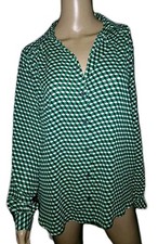 H&M Bluse Longbluse Langarm Grün/Schwarz/Weiß  Hinten Länger Gr.40 Neuwertig 