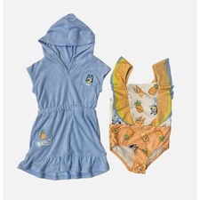 Bluey Cartoon Toddler Girl's 2-Piece Coverup and Swimsuit Set NWT Size 2T