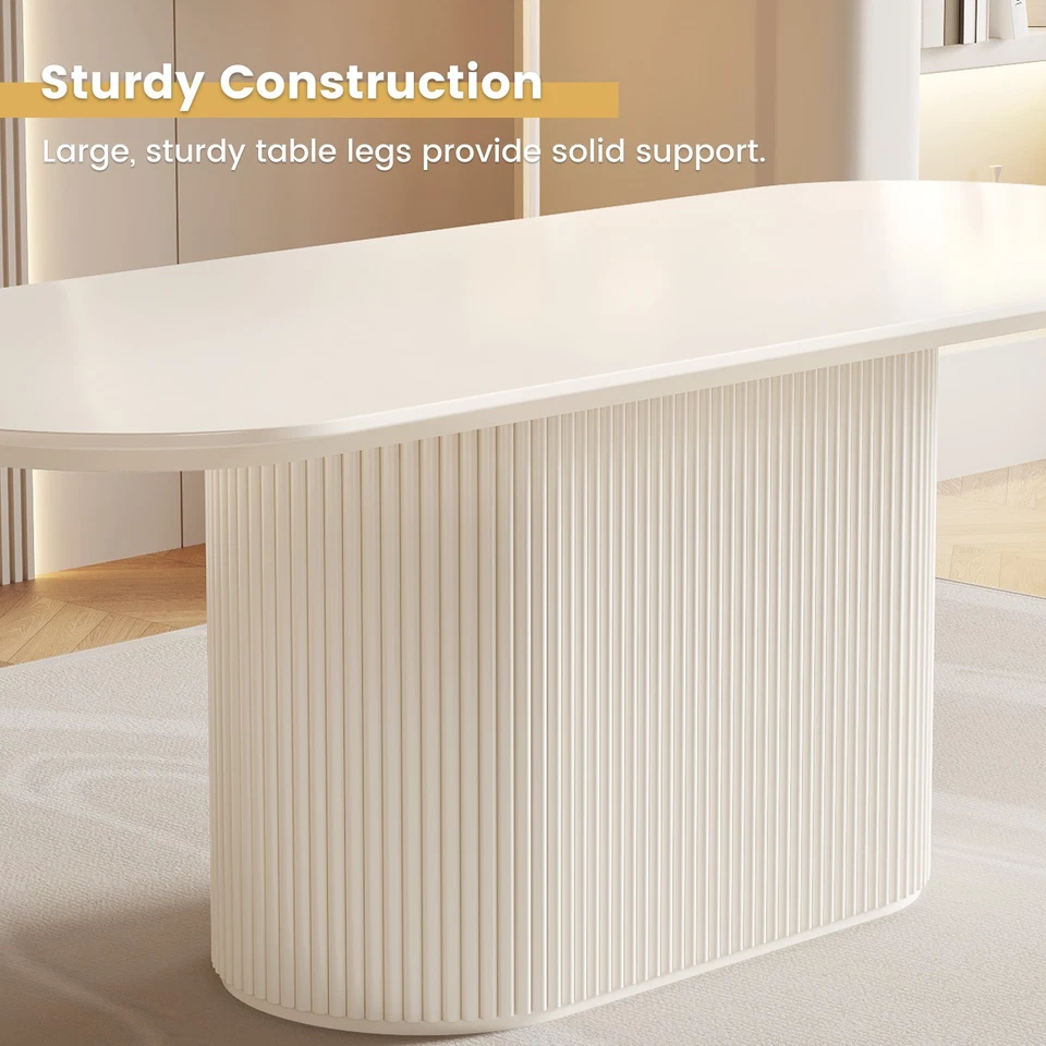 Овальный обеденный стол Guii 70 дюймов для 4–6 белых современных кухонных столов для столовой - Изображение 4 из 4