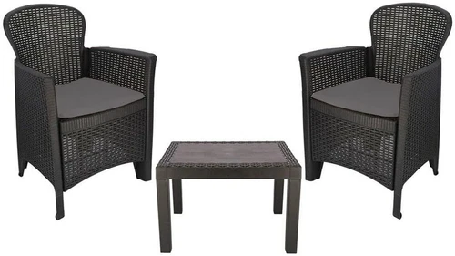 Garden Furniture Table and Chairs 3 Piece Grey Bistro Set Patio Outdoor Seating - Picture 2 of 8