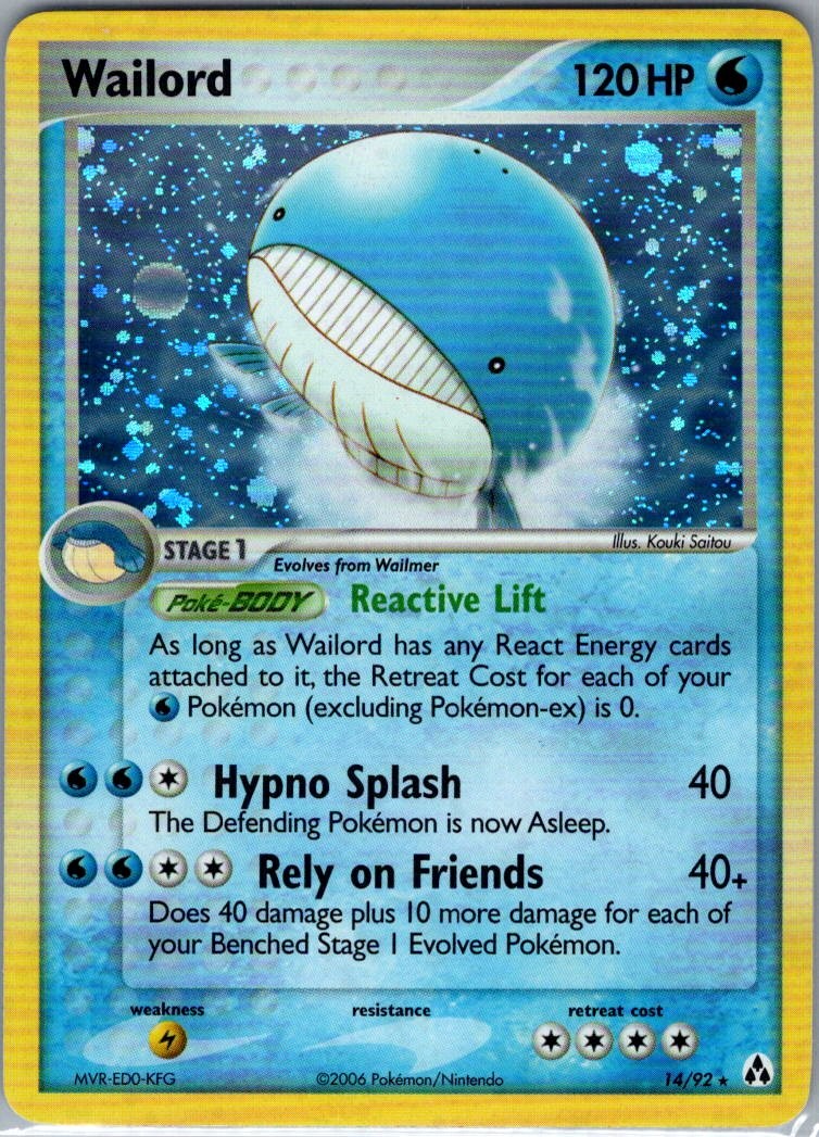 Wailord 14/92 Holo Legend Maker - Pokemon Card - NM