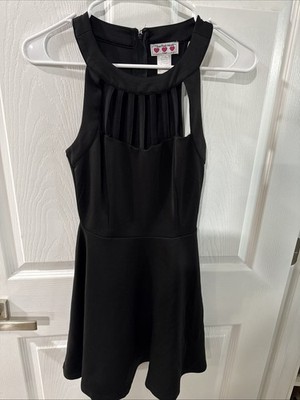 Three Pink Hearts Black Sleeveless Dress Size 1